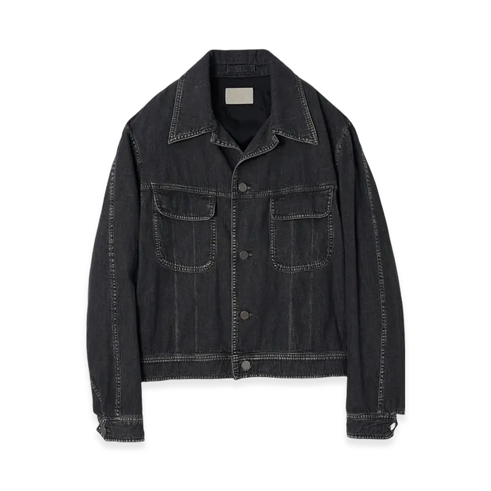 YOKE 8OZ Vintage Light-Weight Denim Trucker Jacket "Black"
