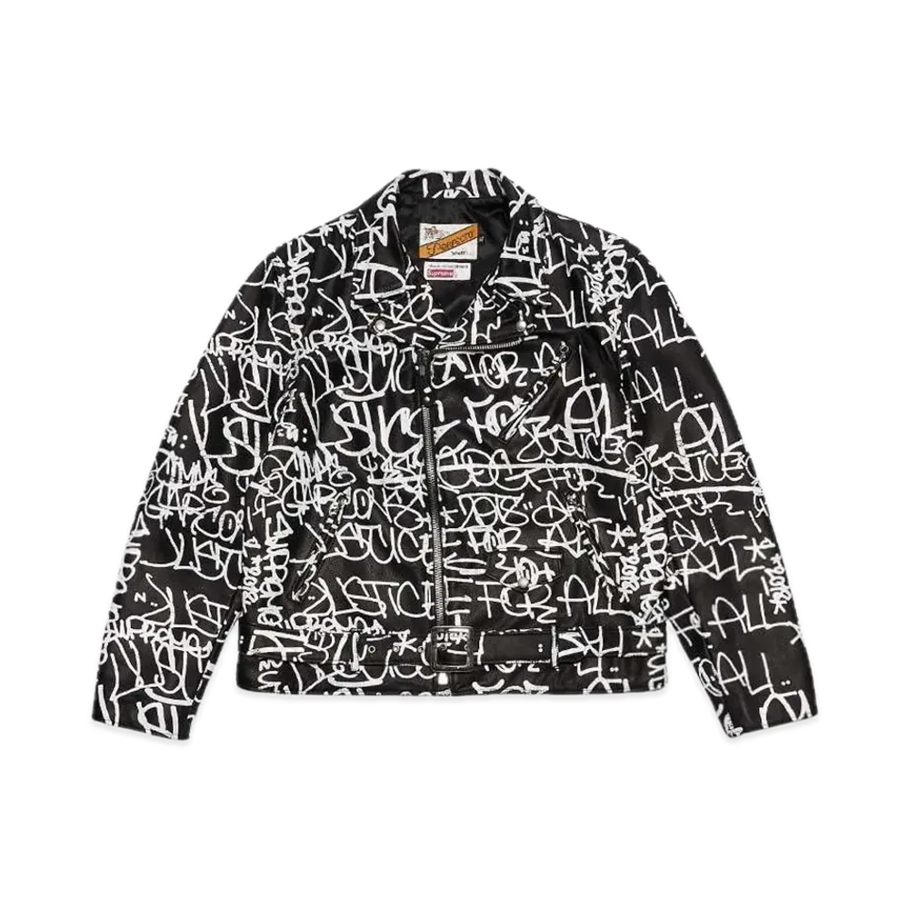 Supreme x COMME des GARCONS SHIRT Schott Painted Perfecto Leather Jacket "Black"