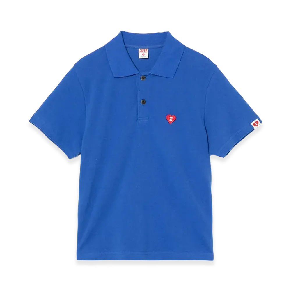 A BATHING APE Women's Heart Badge Polo Shirt "Blue"