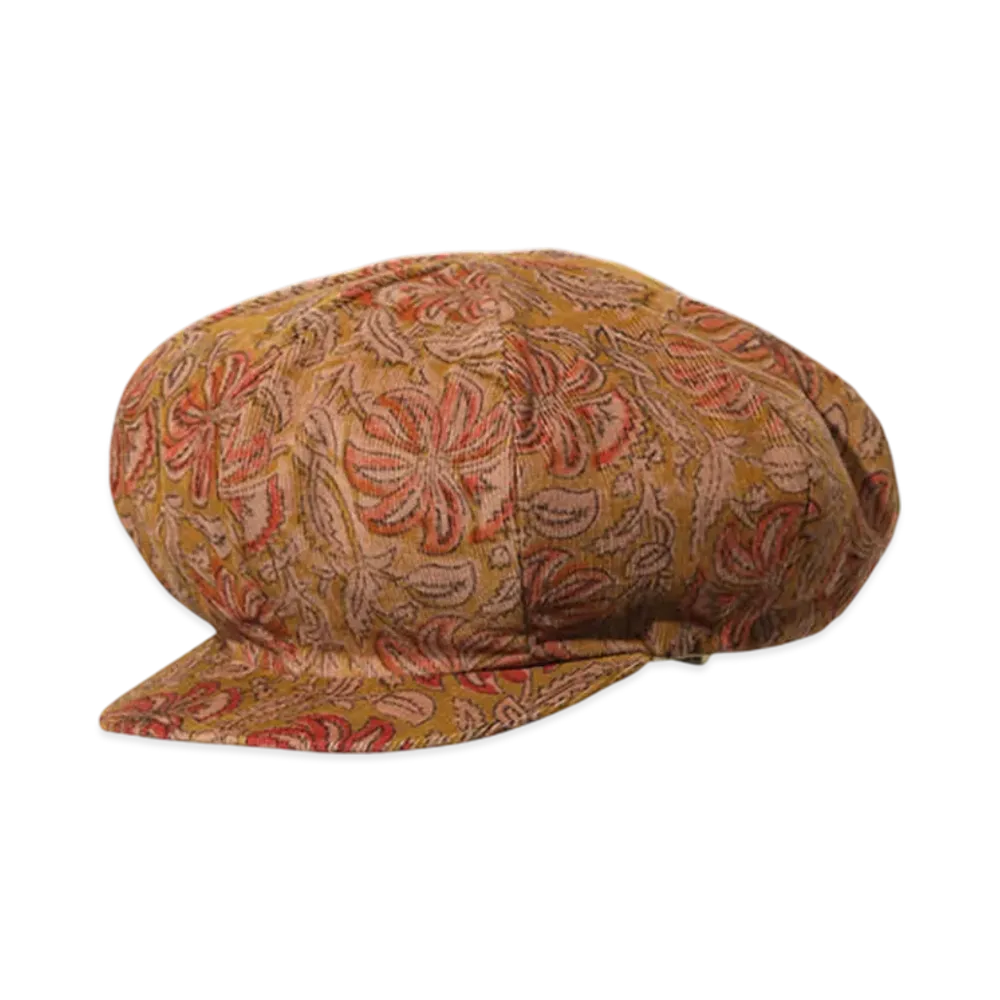 ENGINEERED GARMENTS Newsboy Cap- Floral Pt. Corduroy "Brown"