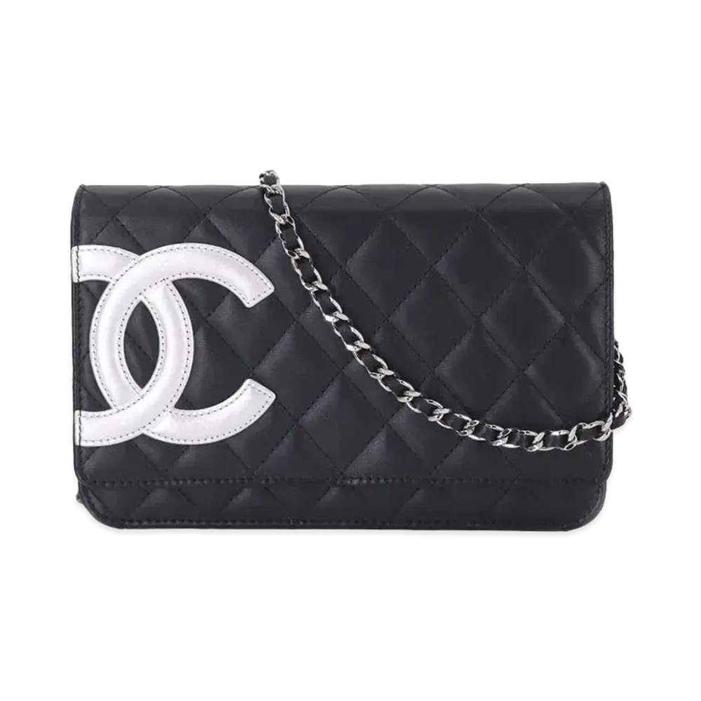 CHANEL Cambon Line Chain Wallet "Black/White"