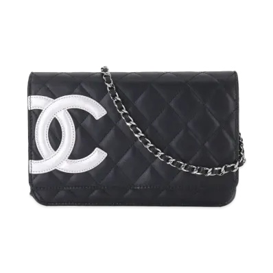CHANEL Cambon Line Chain Wallet "Black/White"