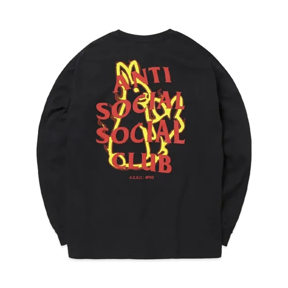 ANTI SOCIAL SOCIAL CLUB collaboration with #FR2 Fire pattern Longsleeve T-shirt "Black"