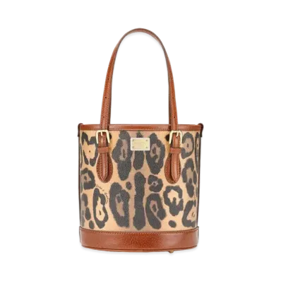 Dolce&Gabbana Bucket Bag Small Crespo Leopard Printed Logo Plate "Multicolor"