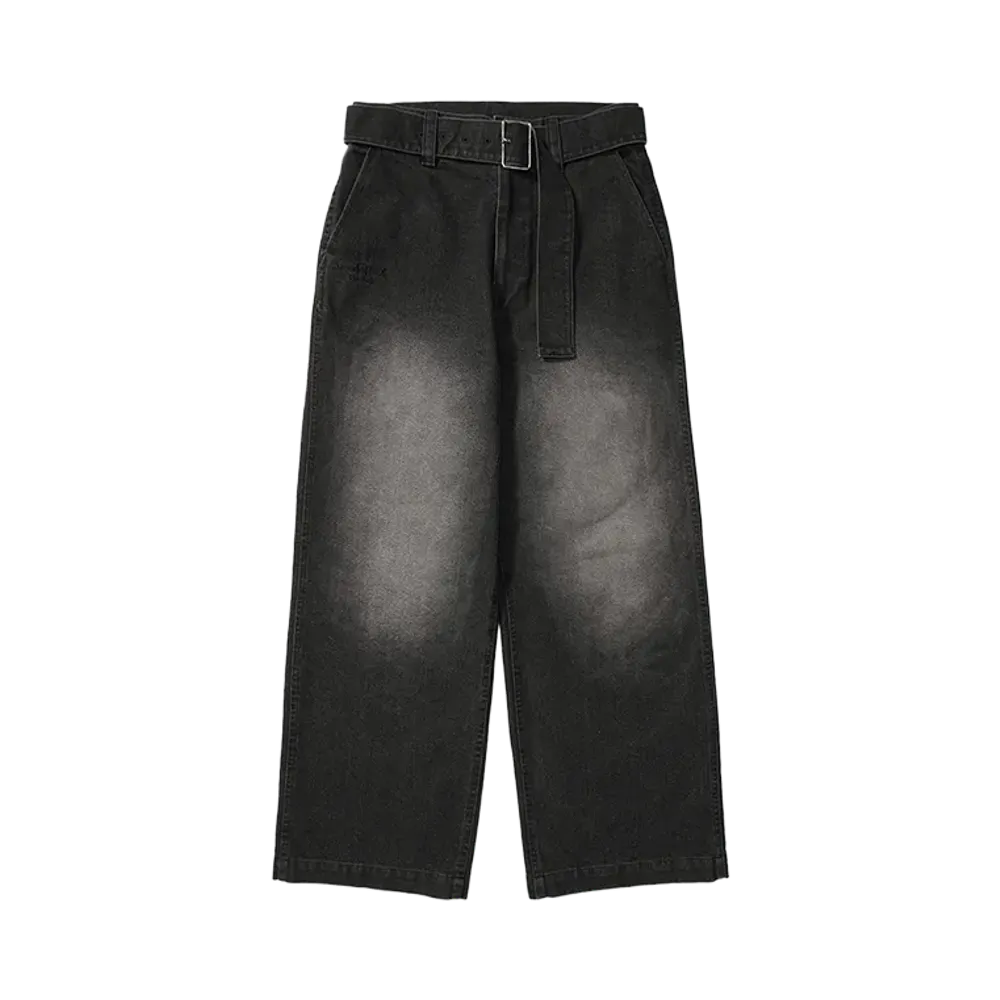 Arcade REX by ChroNoiR \ FADED DENIM WIDE PANTS "BLACK"