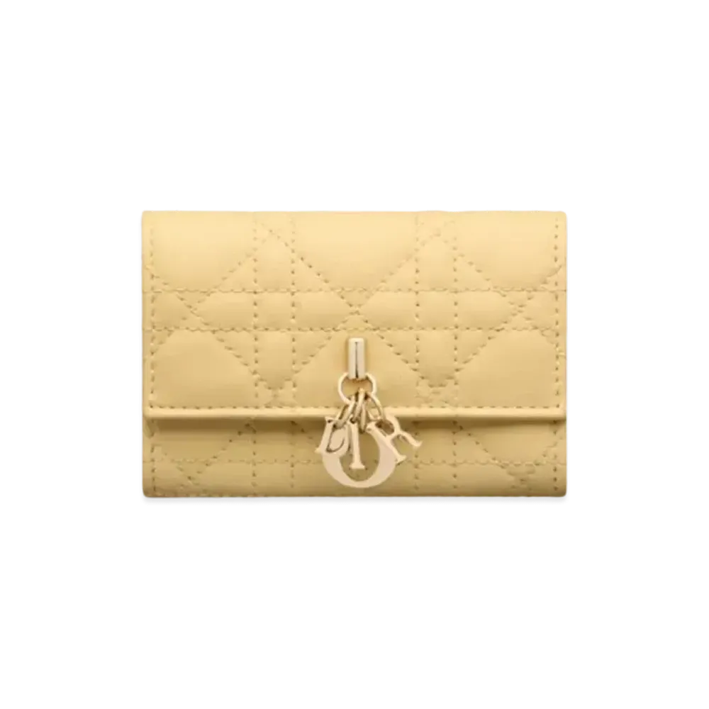 Dior Miss Dior Glycine Wallet Cannage Lambskin "Pastel Yellow"