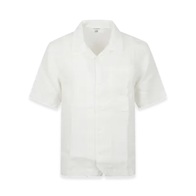 C.P. Company Short-Sleeved Linen Shirt "White"