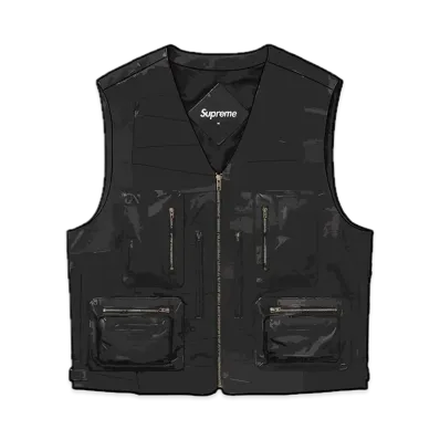 Supreme Patchwork Leather Cargo Vest "Black"
