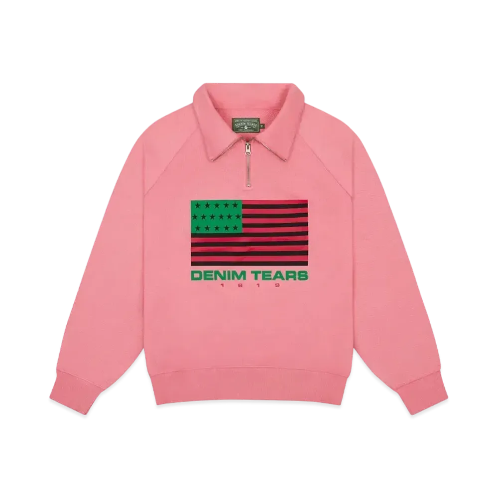 DENIM TEARS ADG Pan African American Flag Half Zip "Pink"