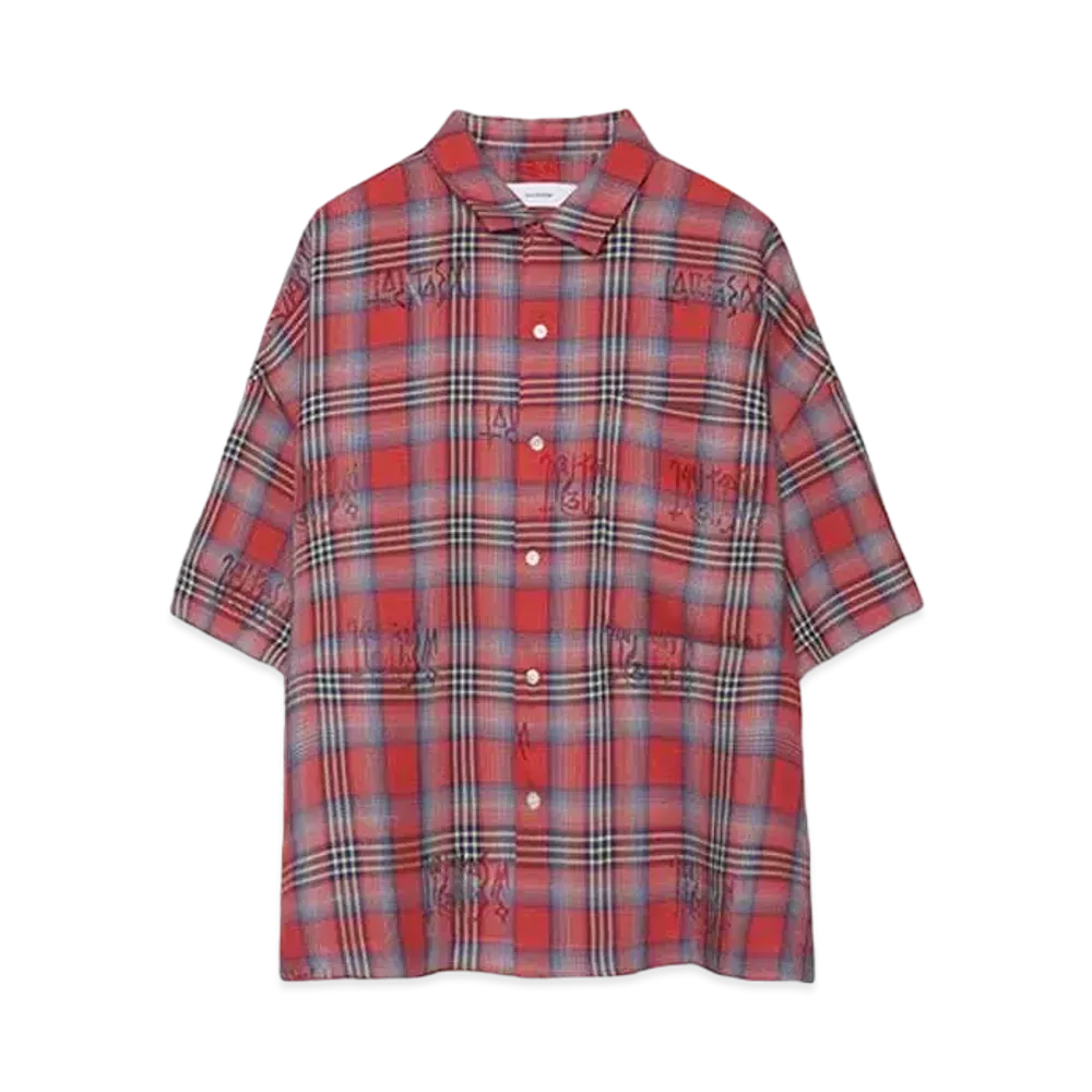 FACETASM ORIGINAL TRANSPARENT CHECK CROPPED SHIRT "RED CHECK"