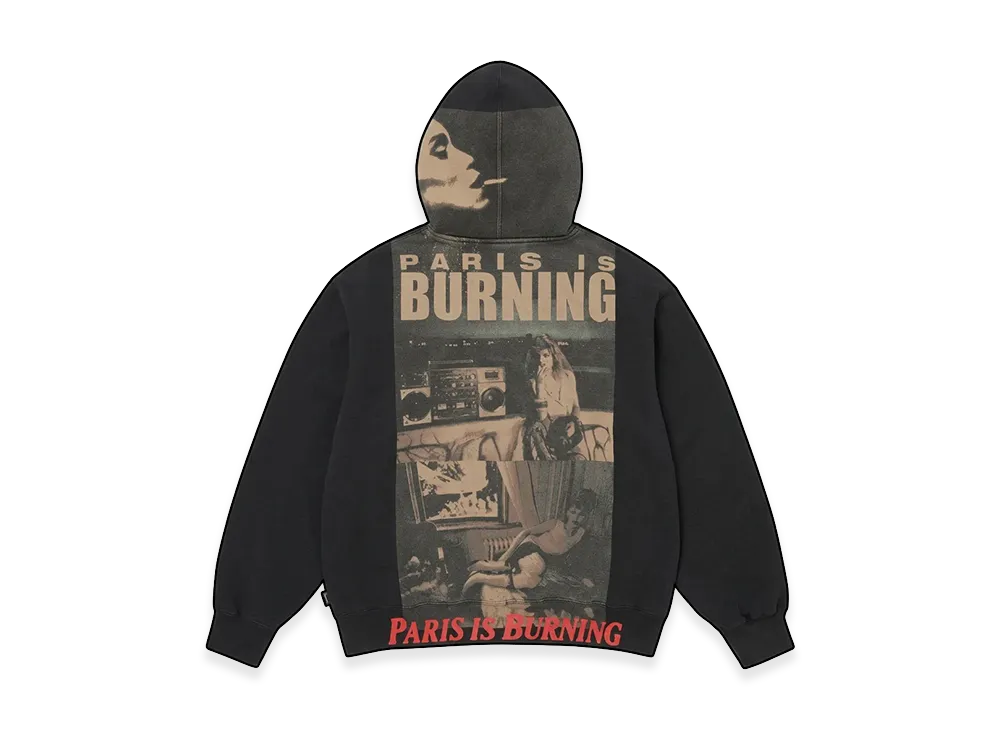 Supreme Paris is Burning Zip Up Hooded Sweatshirt "Black"