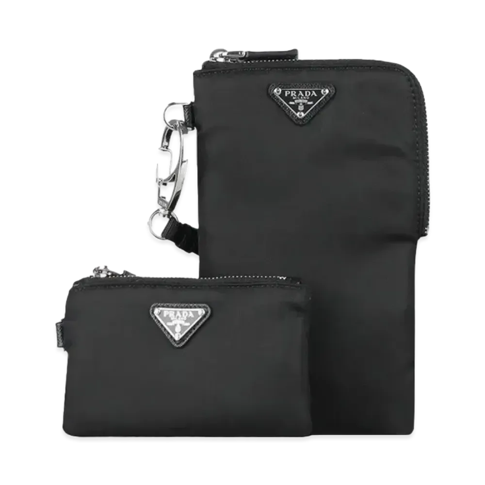 PRADA Two Re Nylon Pouches "Black"