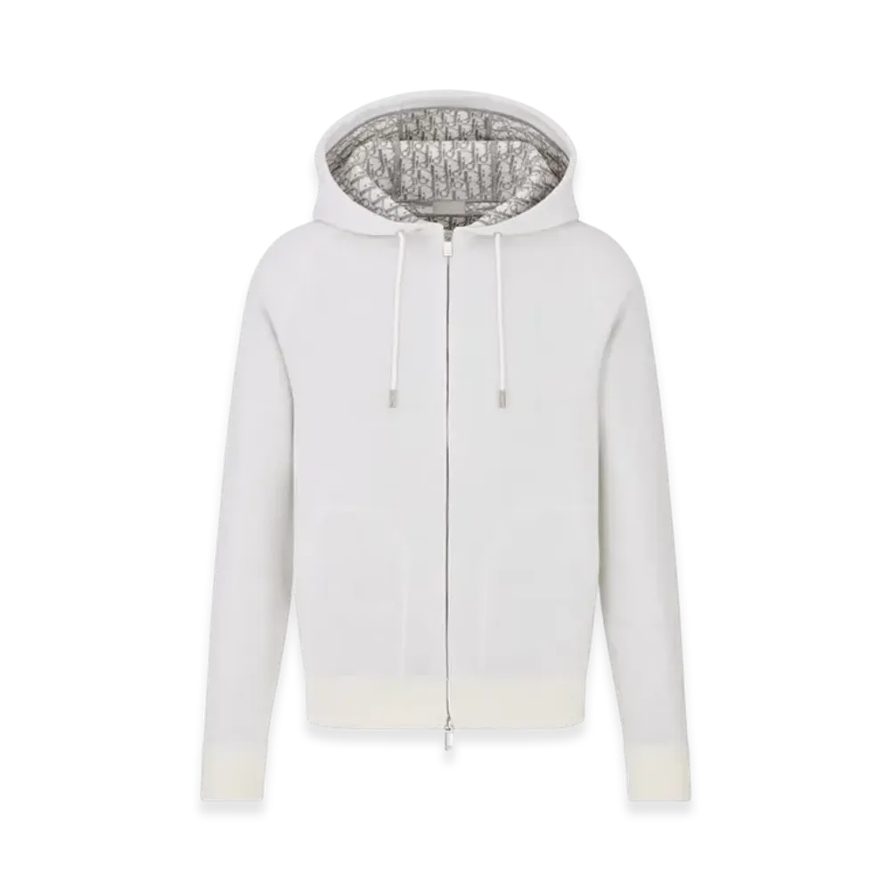 Dior Hooded Track Jacket Cotton Knit Cashmere "White"