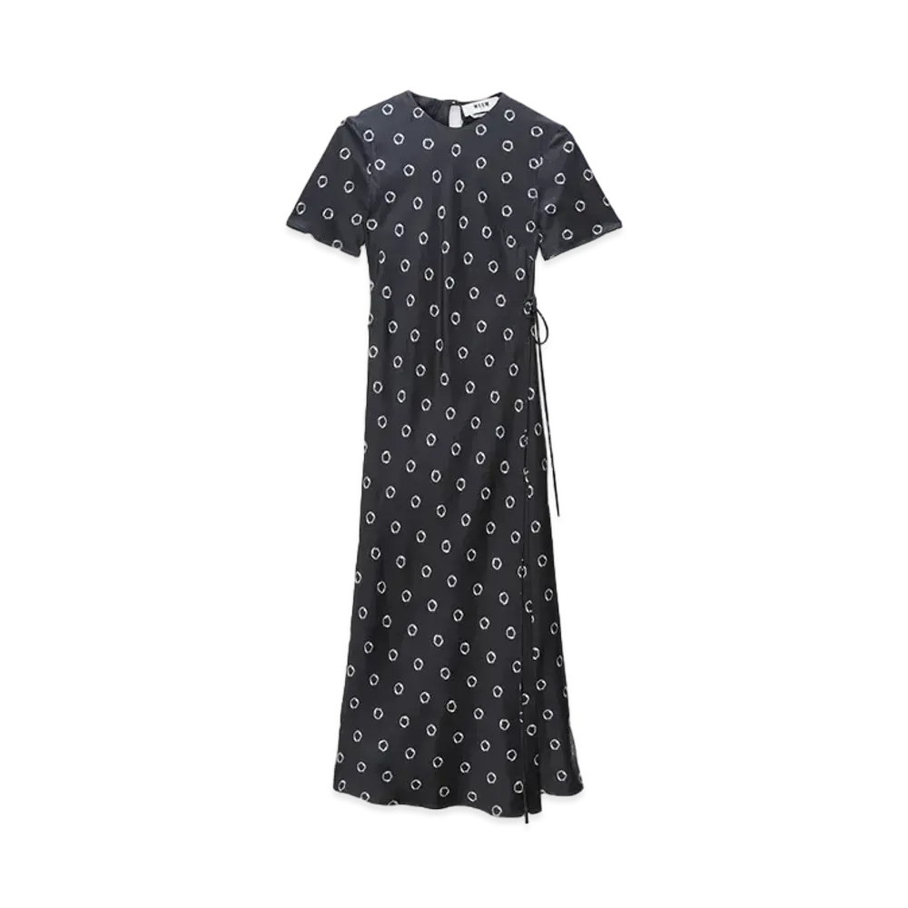 MSGM Viscose Print Midi Dress "Black"