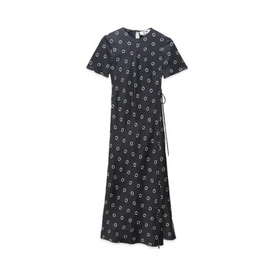 MSGM Viscose Print Midi Dress "Black"