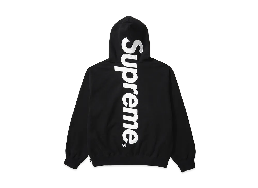 Supreme Satin Applique Hooded Sweatshirt "Black"