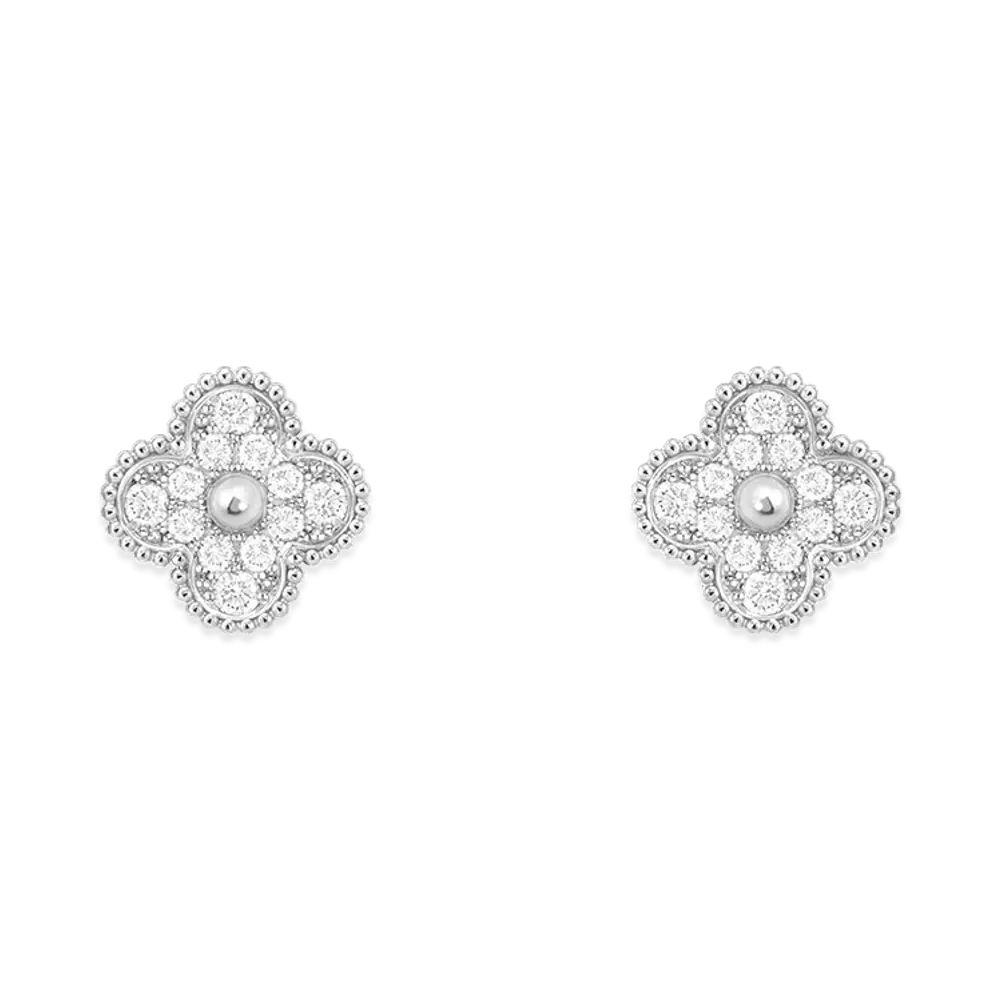 Van Cleef & Arpels Vintage Alhambra earrings "18K White gold/Diamond"
