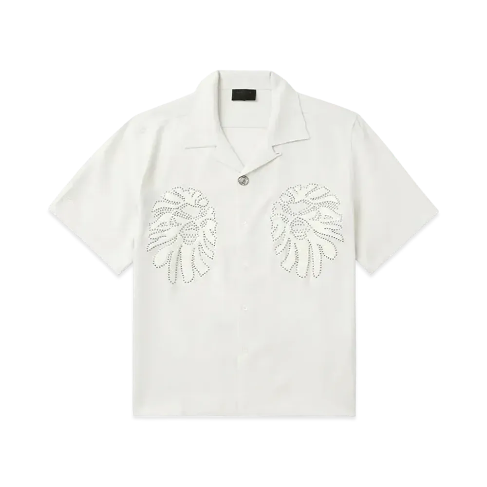 A BATHING APE Bape Black Ape Head Bowling Shirt "White"