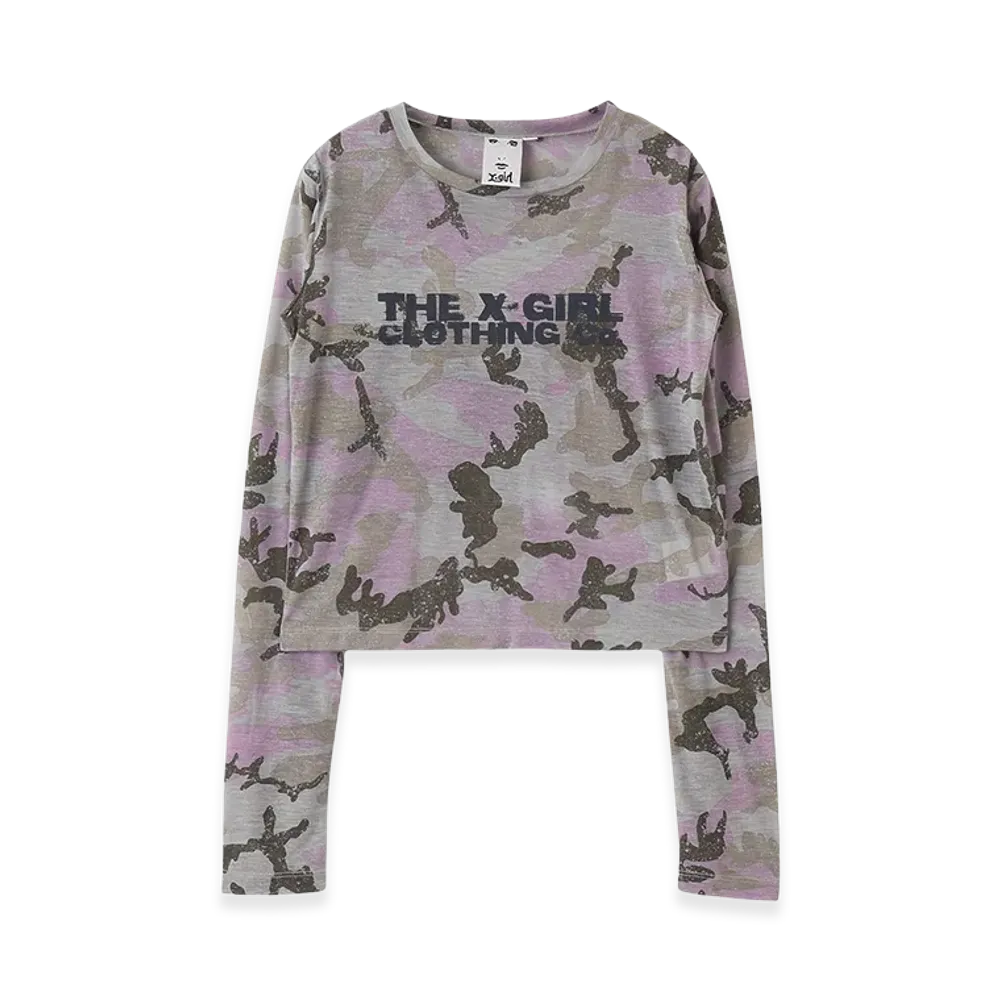 X-Girl Women's Faded Camo Sheer L/S Top "Pink"