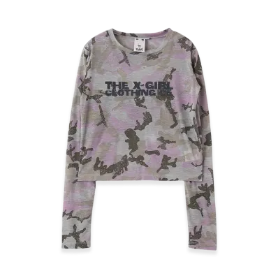 X-Girl Women's Faded Camo Sheer L/S Top "Pink"