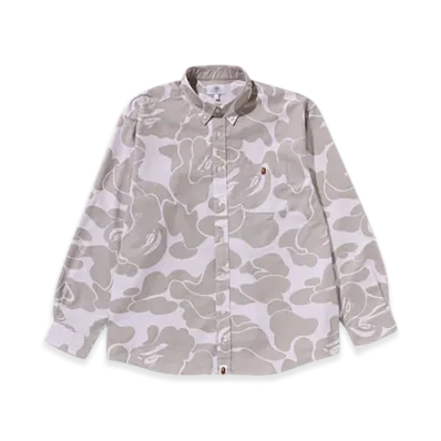 A BATHING APE Stripe Camo Relaxed Fit Shirt "Beige"