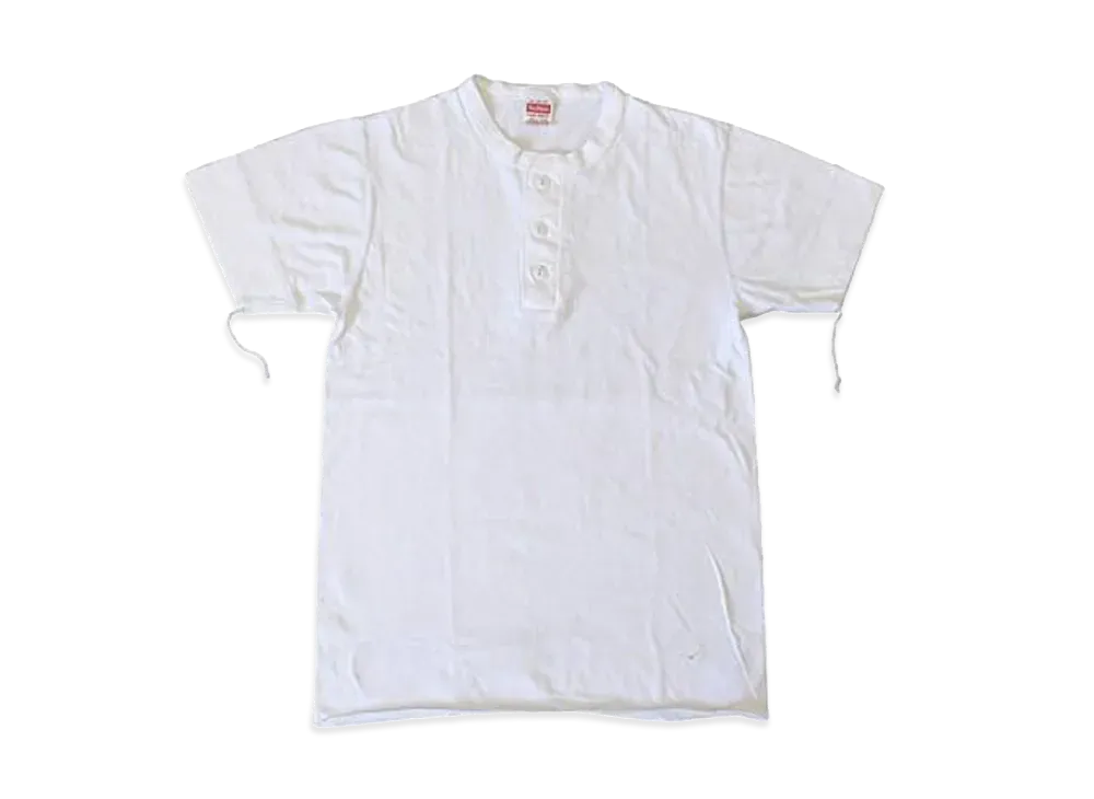 Healthknit Pigment-dyed Henley Short Sleeve T-Shirt "White"