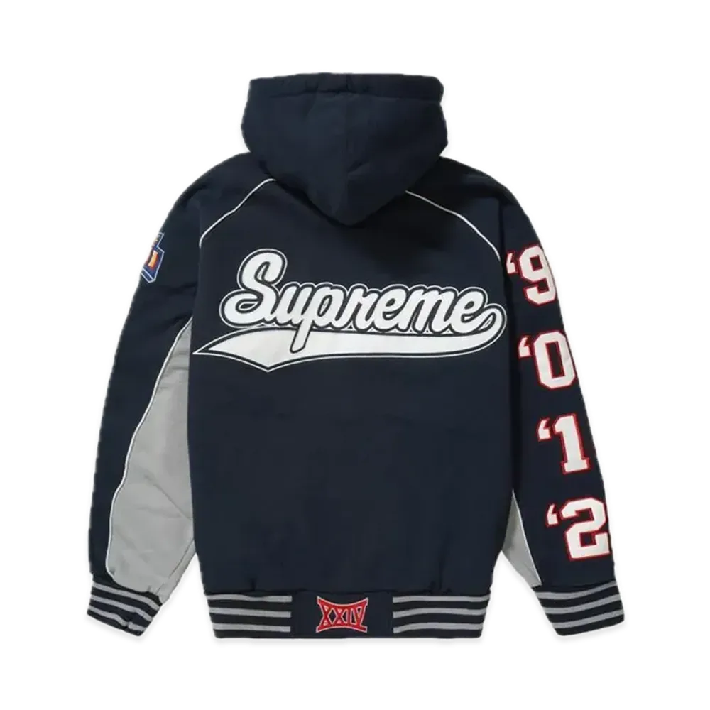 Supreme Playoffs Zip Up Hooded Sweatshirt "Navy"