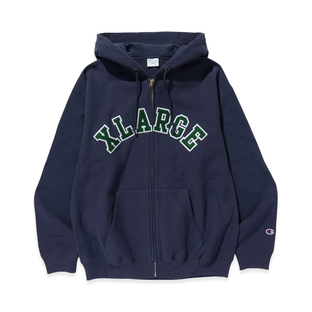 XLARGE x Champion Reverse Weave Zip Hooded Sweatshirt "Navy"