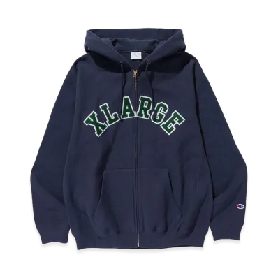 XLARGE x Champion Reverse Weave Zip Hooded Sweatshirt "Navy"