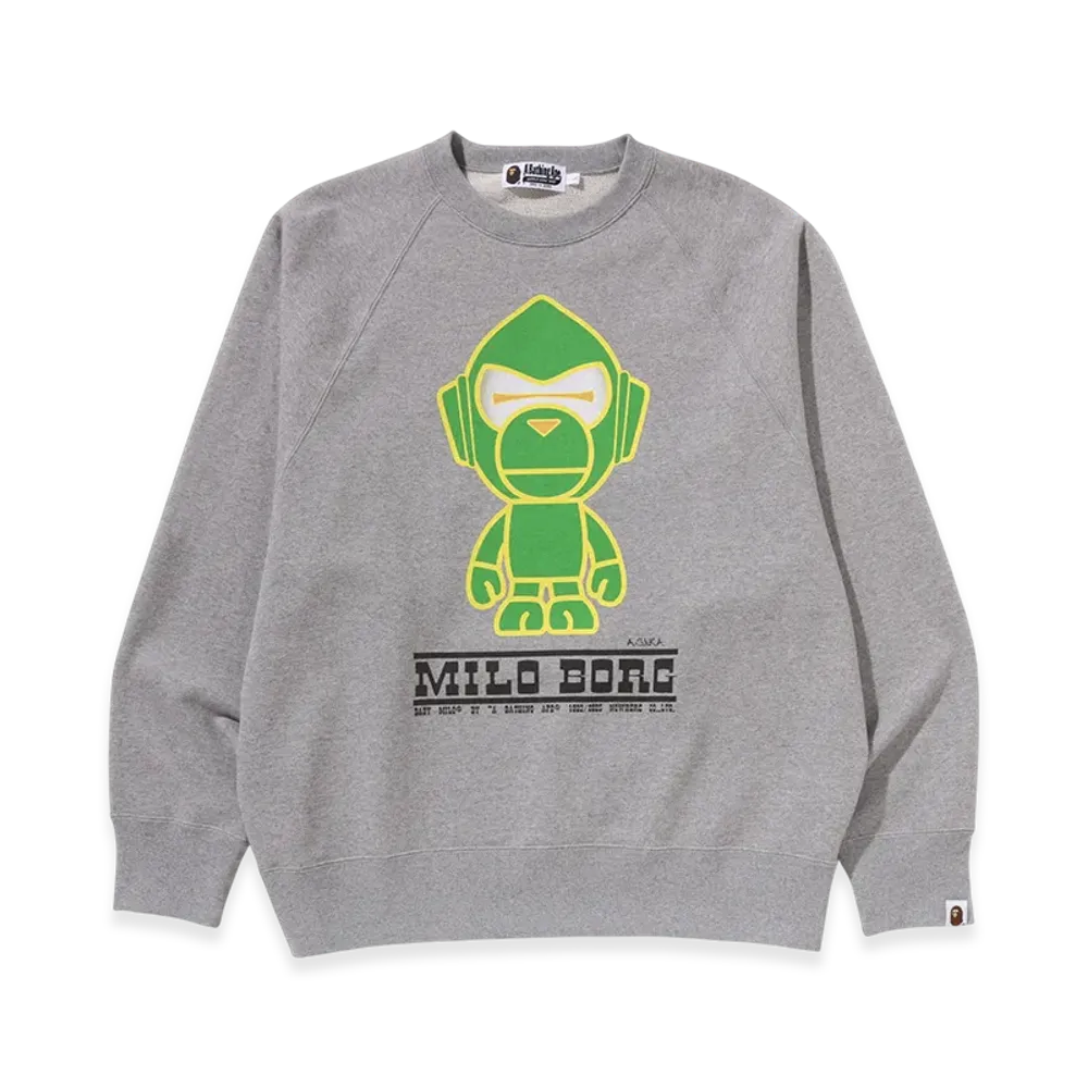A BATHING APE Milo Borg Relaxed Fit Crewneck Sweatshirt "Grey"