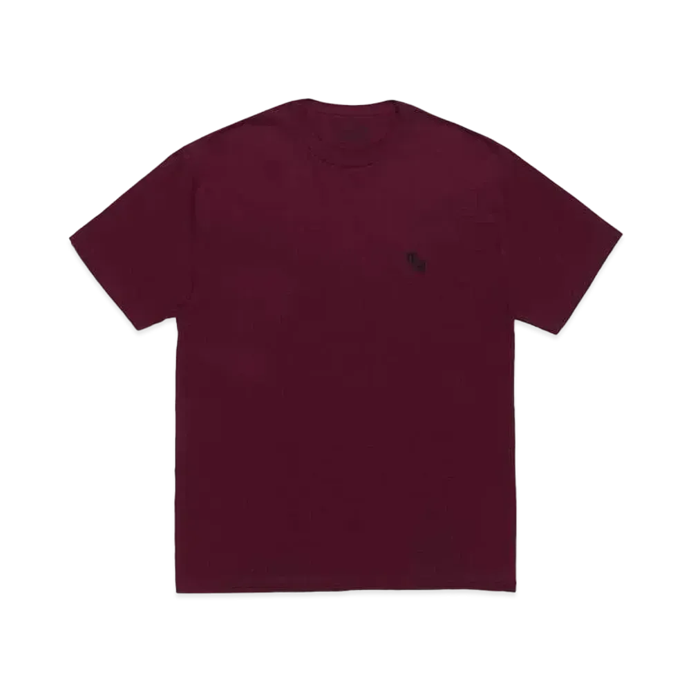 WACKO MARIA Embroidery Crew Neck T-Shirt "Burgundy"