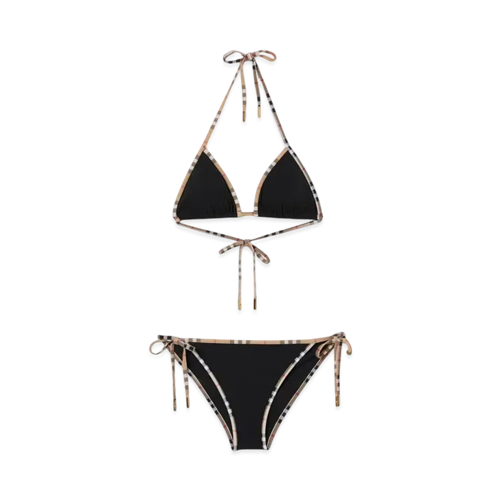 Burberry Check Trim Triangle Bikini "Black"
