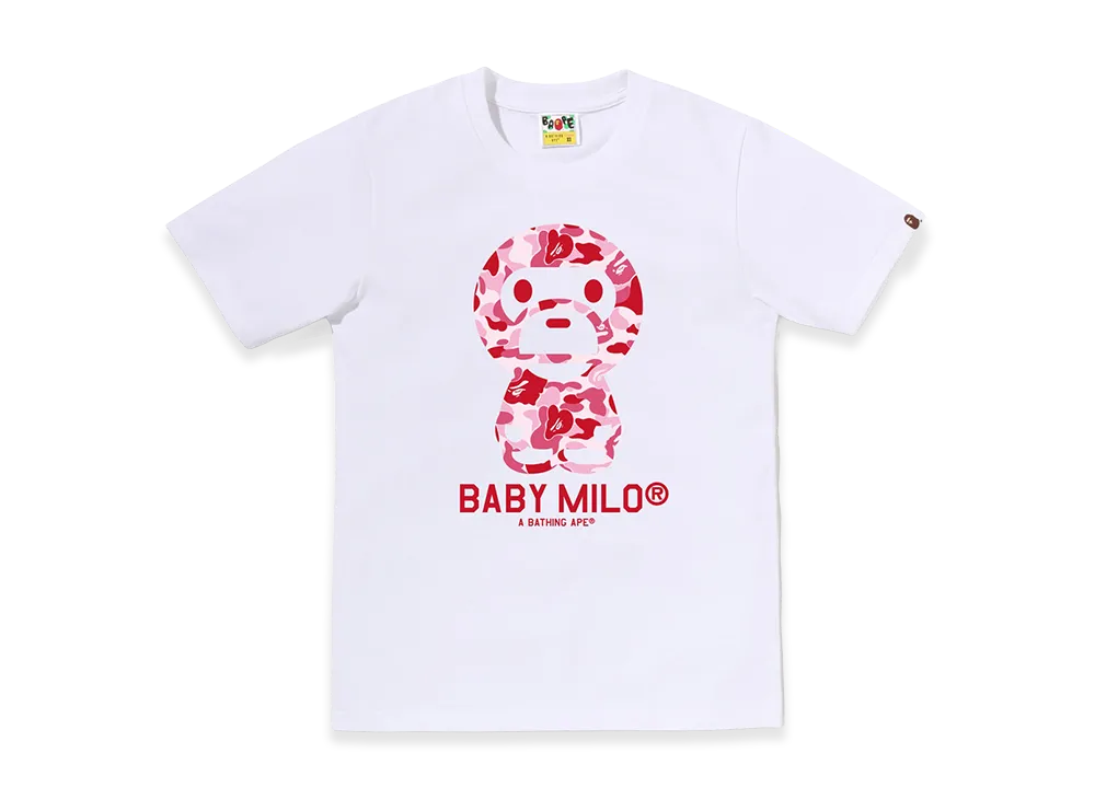 A BATHING APE Women's ABC Camo Baby Milo Tee "White/Pink"
