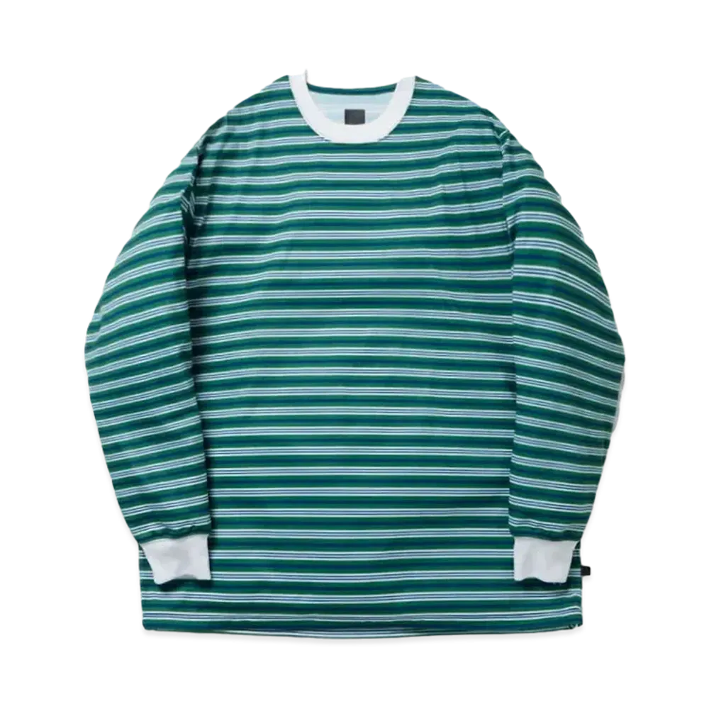 DAIWA PIER39 Tech Drawstring Multi Border L/S Tee "Green x Blue"