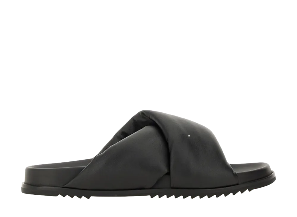 Rick Owens Leather Slide Sandal "Black"