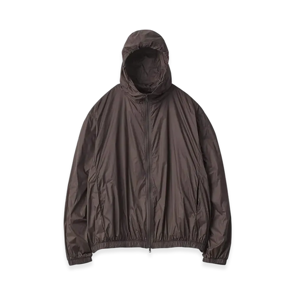 ssstein Extra Light Nylon Shirred Zip Hood Jacket "Dark Brown"