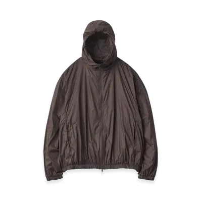 ssstein Extra Light Nylon Shirred Zip Hood Jacket "Dark Brown"