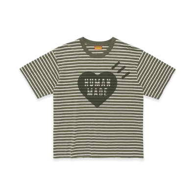 HUMAN MADE Heart Striped T-Shirt "Olivedrab"