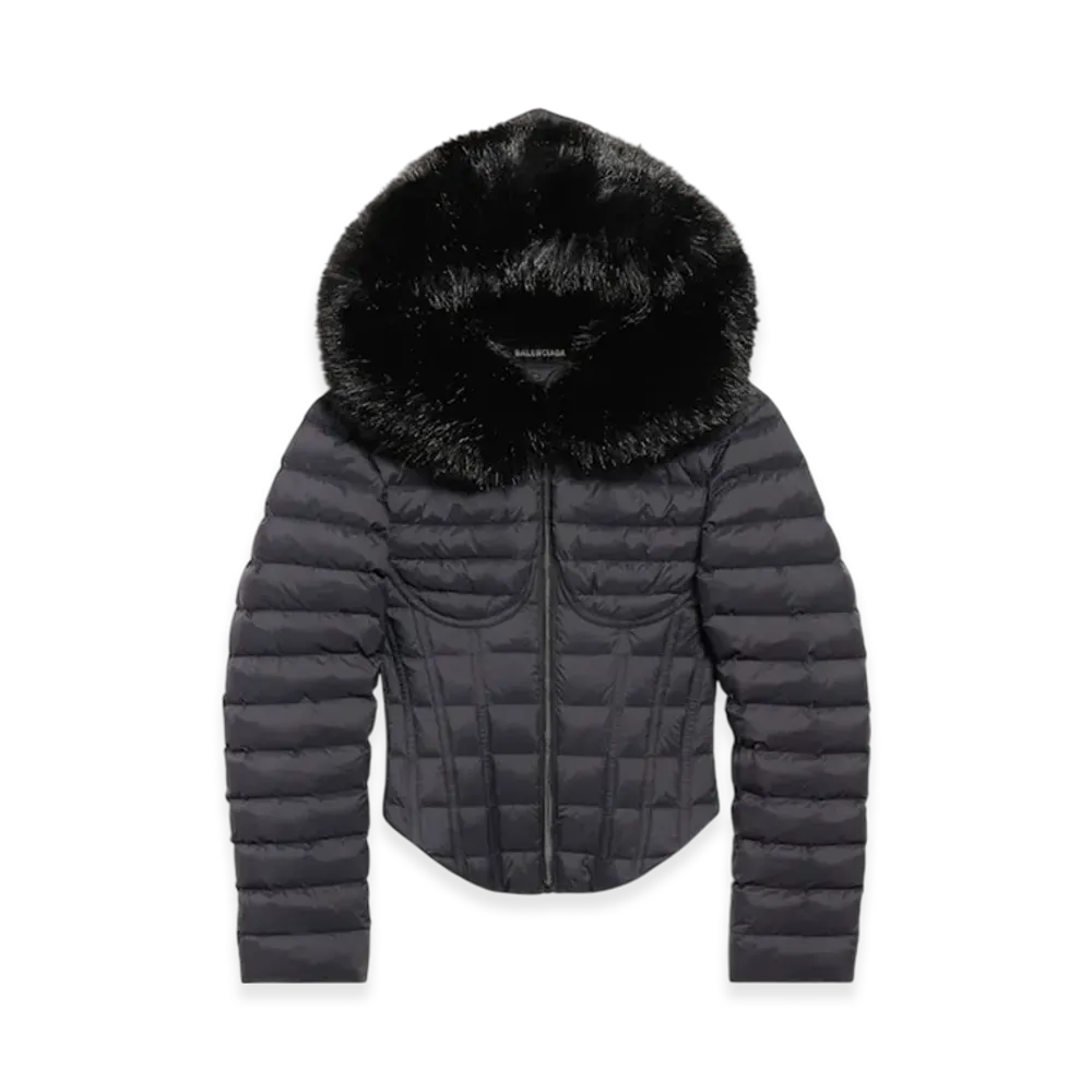 BALENCIAGA Women's Hooded Corset Puffer "Black"