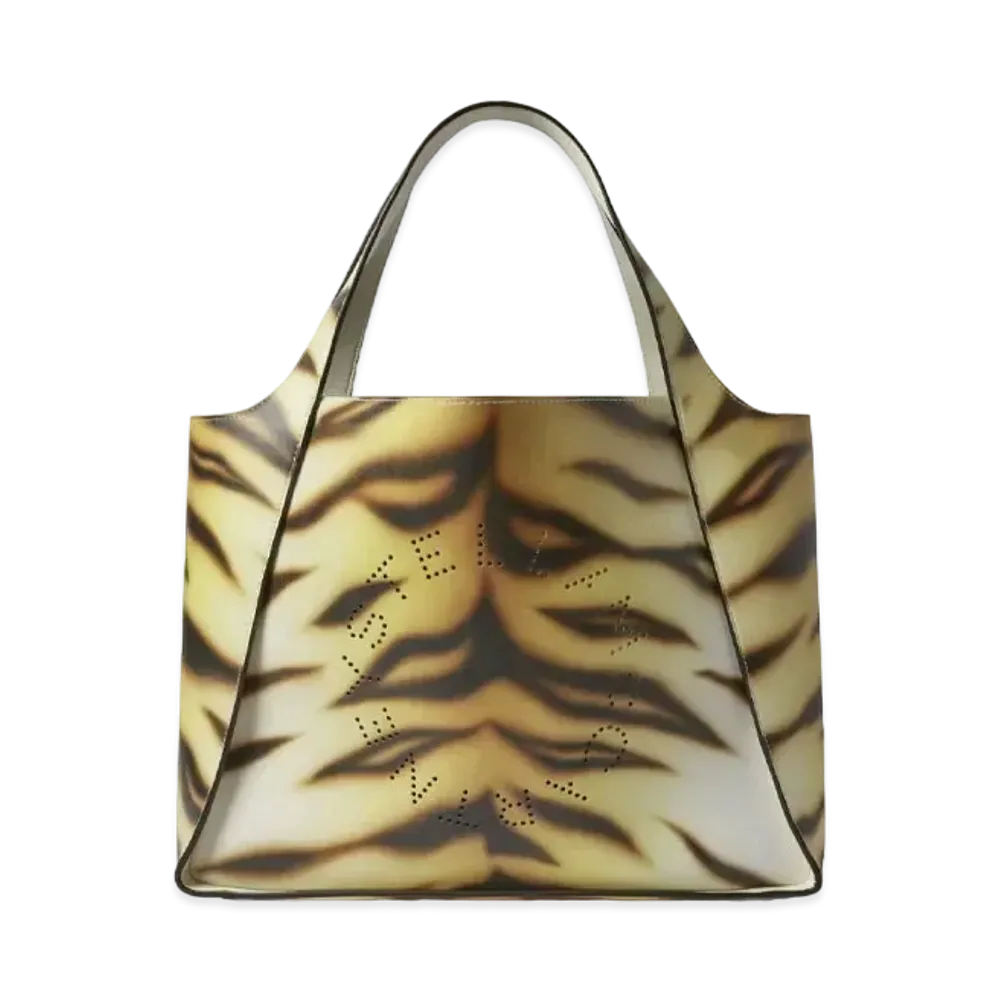 STELLA McCARTNEY Stella Logo Tiger Stripe Tote Bag "Ivory"