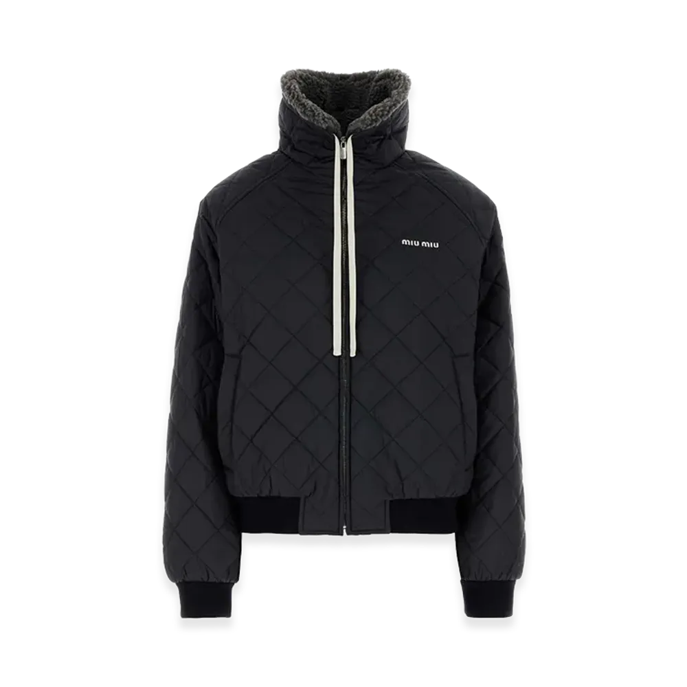MIU MIU Women's Polyester Down Jacket "Navy Blue"