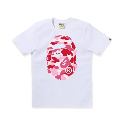 A BATHING APE Ladies Abc Camo Big Ape Head Tee "White/Pink"