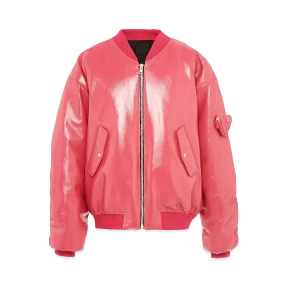 PRADA Oversize Nappa Leather Bomber Jacket "Pink"