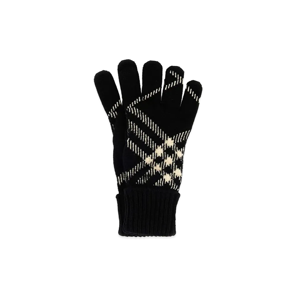 Burberry Embroidered Cashmere Blend Gloves "Checked"