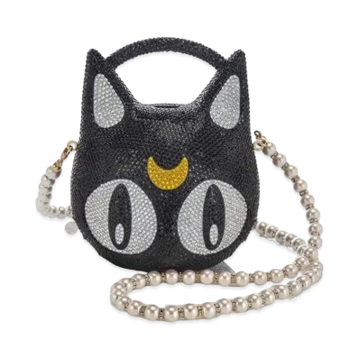 Jimmy Choo x Pretty Guardian Sailor Moon Crystals Luna Minaudiere Clutch Plexi With Pearl Strap "Black"