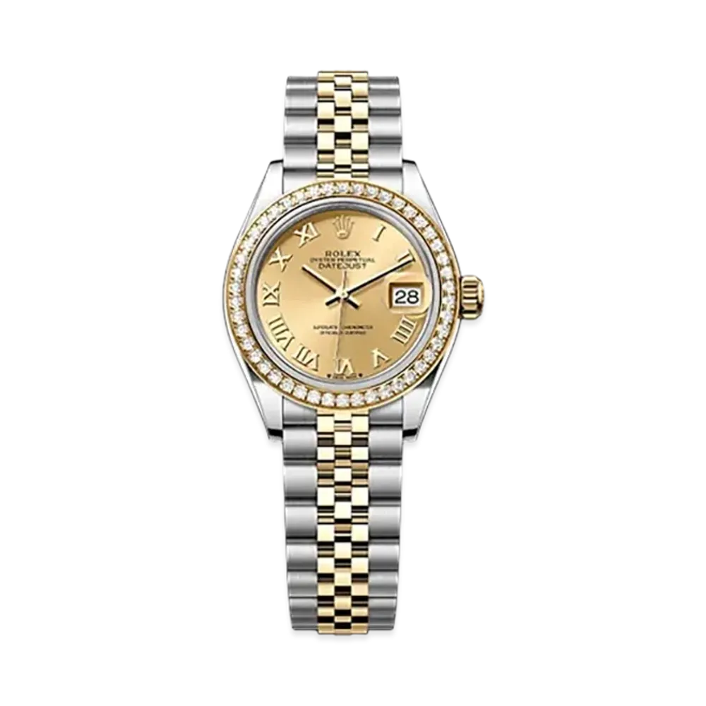 ROLEX Lady-Datejust 28mm Oystersteel & Yellow Gold Diamond 279383RBR "Champagne-colour"