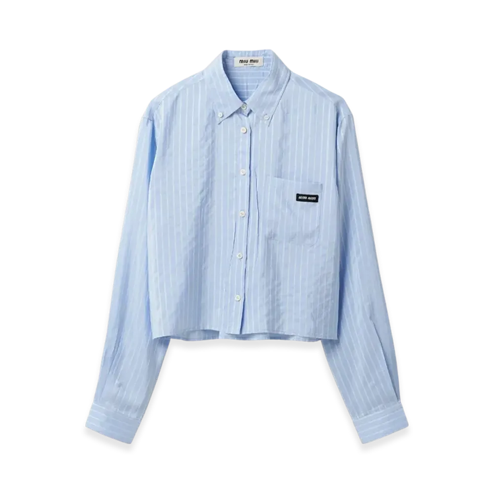 MIU MIU Women's Ponge Shirt "Sky Blue/White"