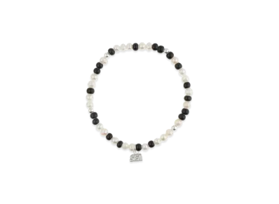 WIND AND SEA IVX Japan WDS Silver Pearl & White Hearts Bracelet "Black"