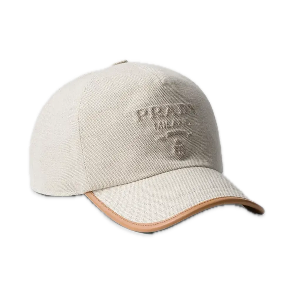PRADA Linen-Blend Baseball Cap "Natural"