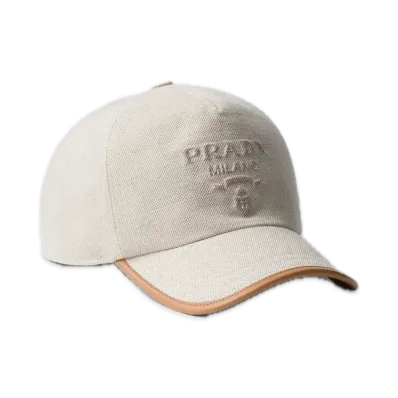 PRADA Linen-Blend Baseball Cap "Natural"